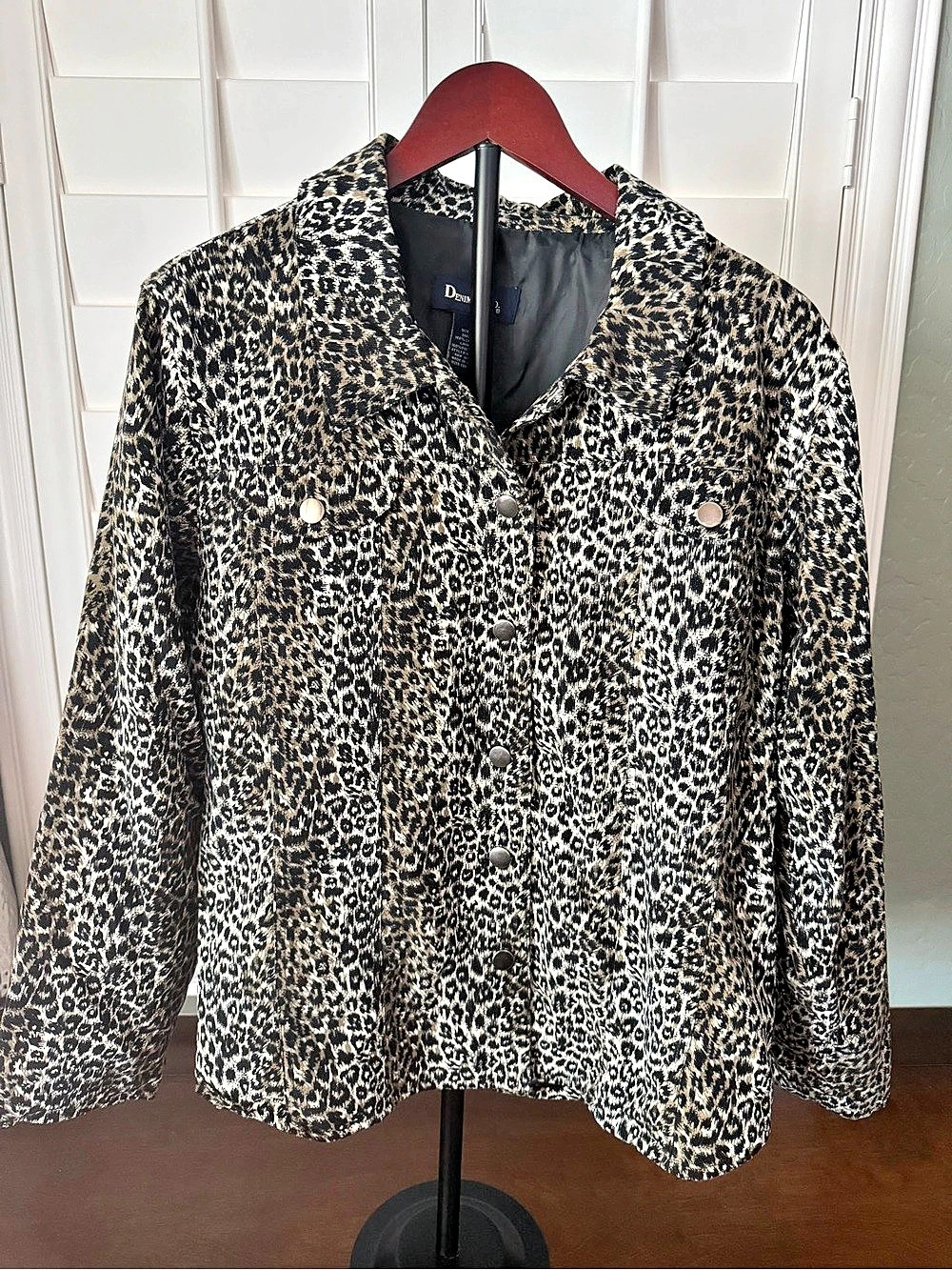 Denim & Co. Women's Animal Print Corduroy Jacket Large
